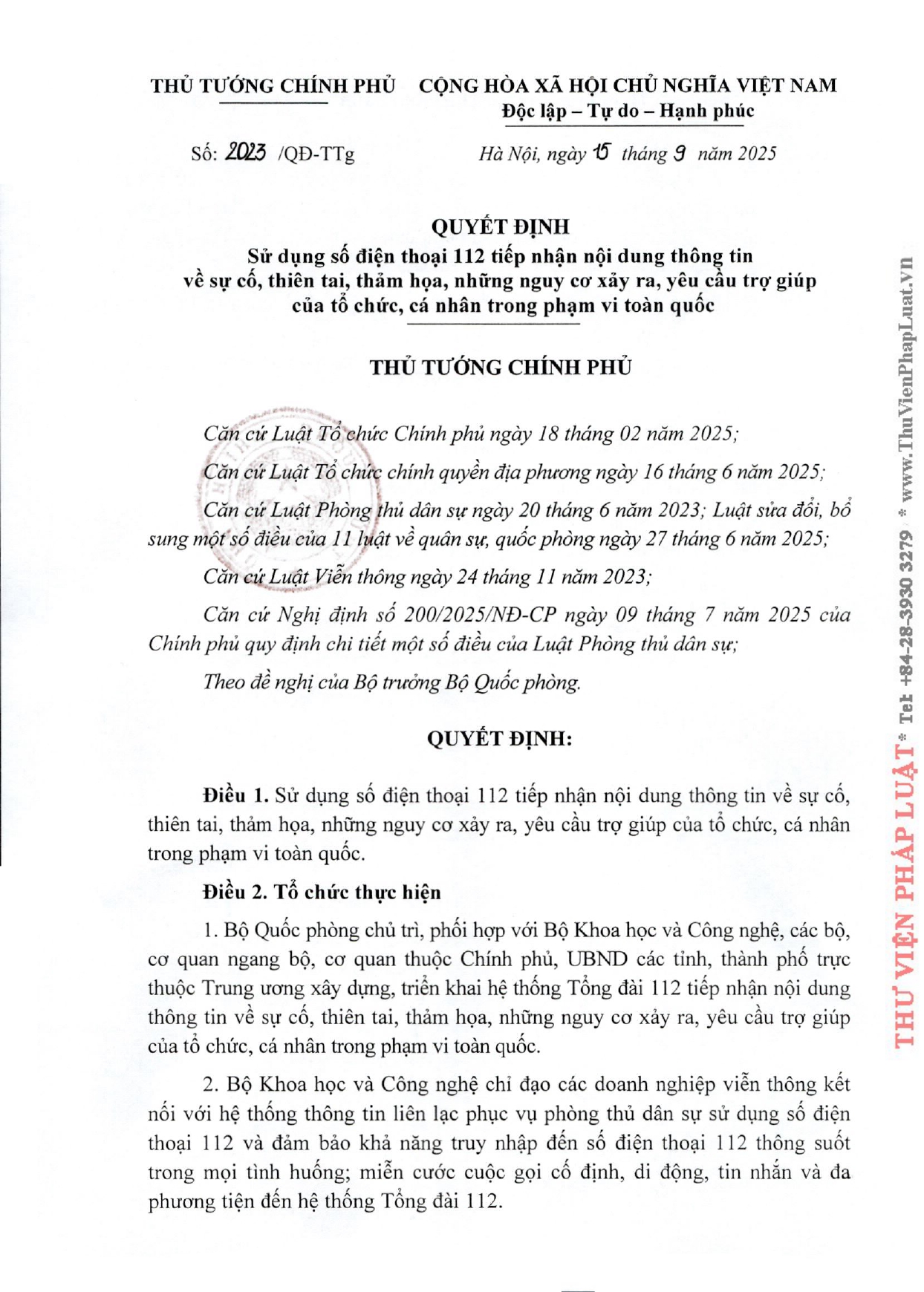 V/v triển khai tuyên truyền sử dụng số điện thoại khẩn cấp 112